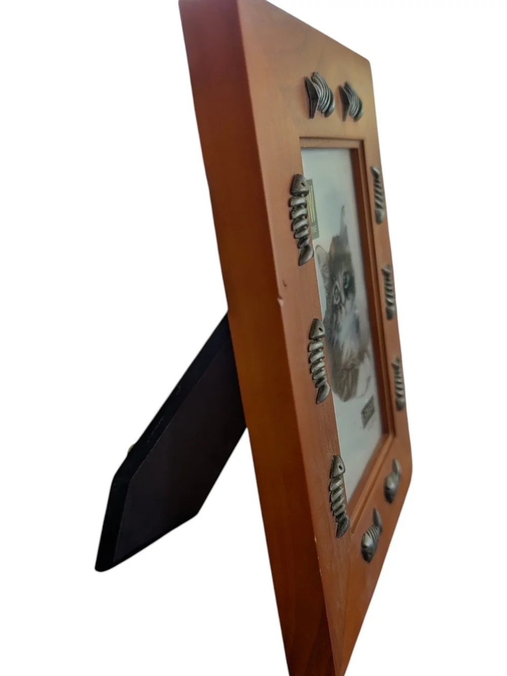 Wooden Photo Frame with Pewter Fish Accents
